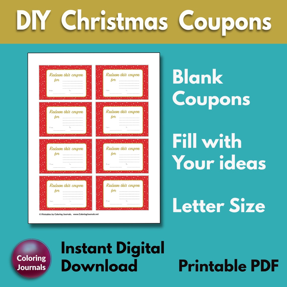 Printable Christmas Coupons for Dad Christmas Coupon Book Etsy