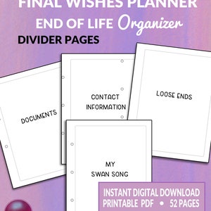 End of Life Planner, Emergency Binder, If I Die Binder, Retirement ...