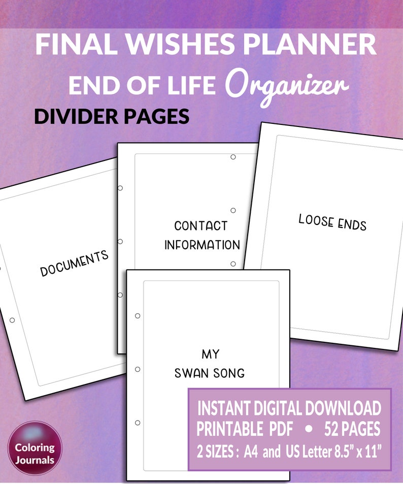 End of Life Planner, Emergency Binder, If I Die Binder, Retirement ...