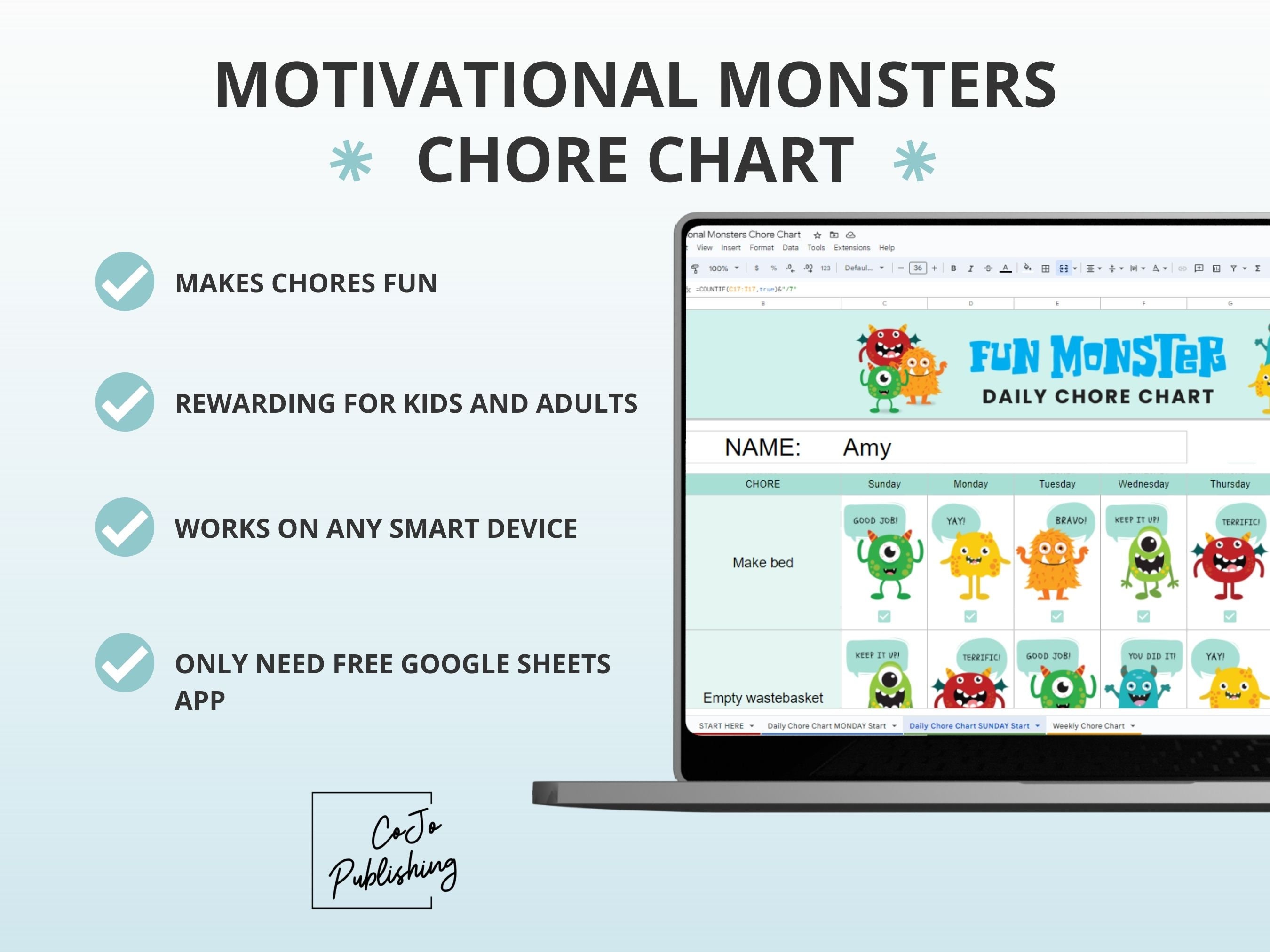 Interactive Chore Chart With Rewards, Cute Daily and Weekly Chore Chart ...