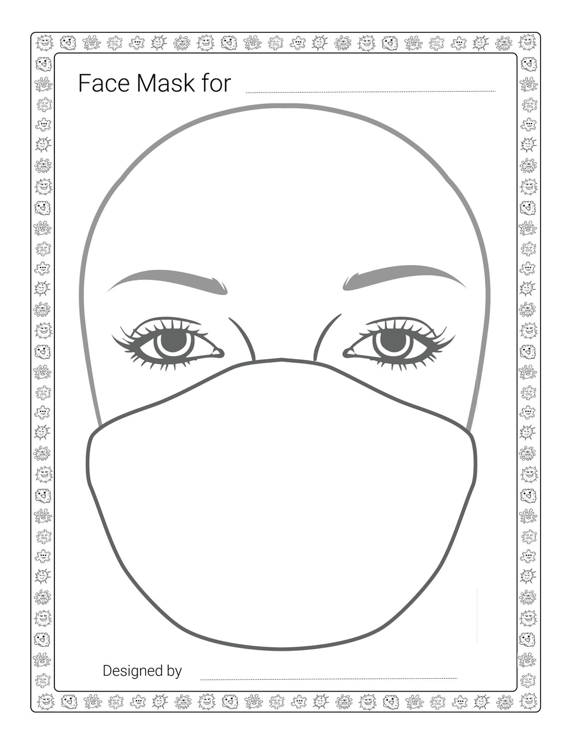 DIY Face Mask Drawing Worksheet, Quarantine Activity for Kids