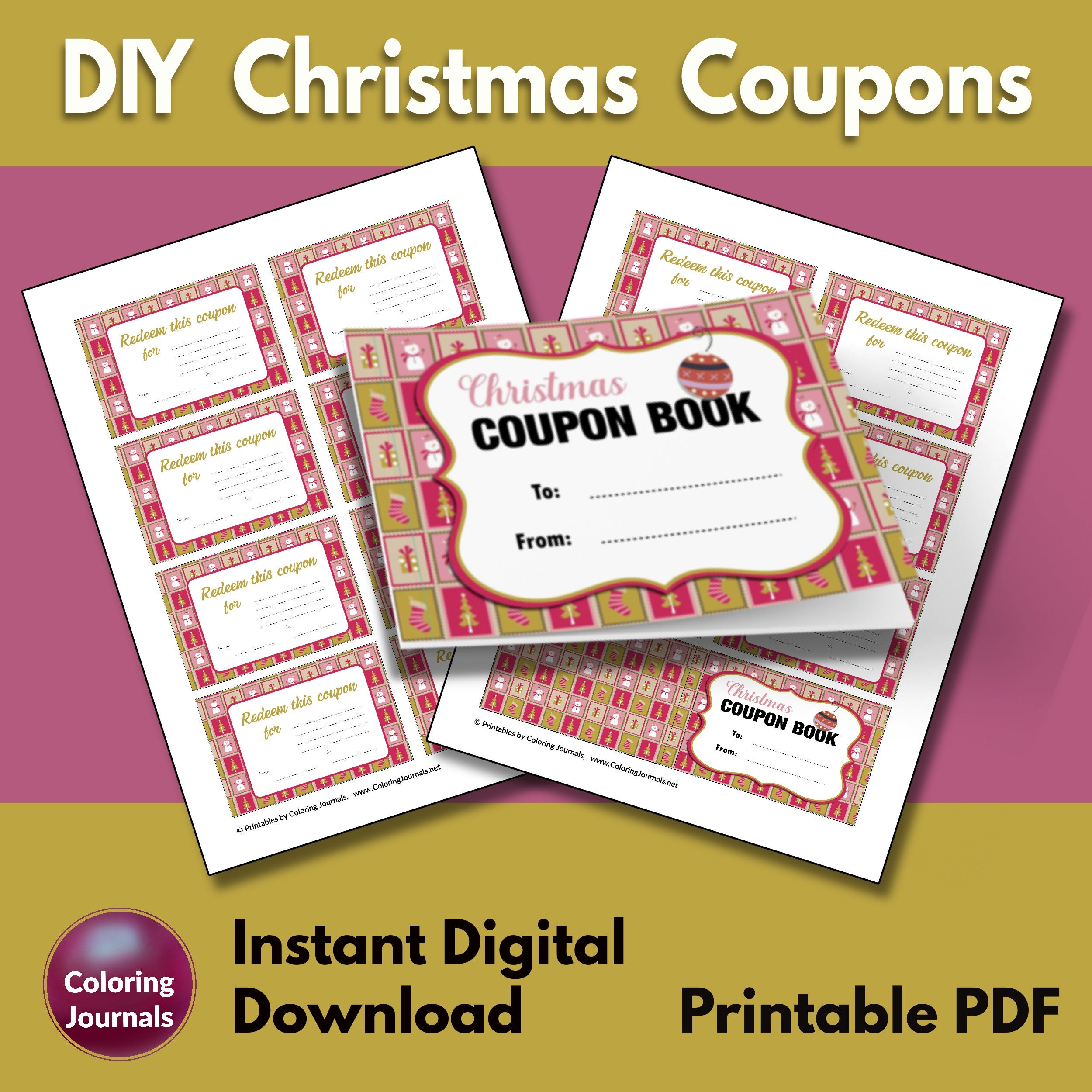 Christmas Coupons, Christmas Coupon Book, Blank Coupon Book, Printable