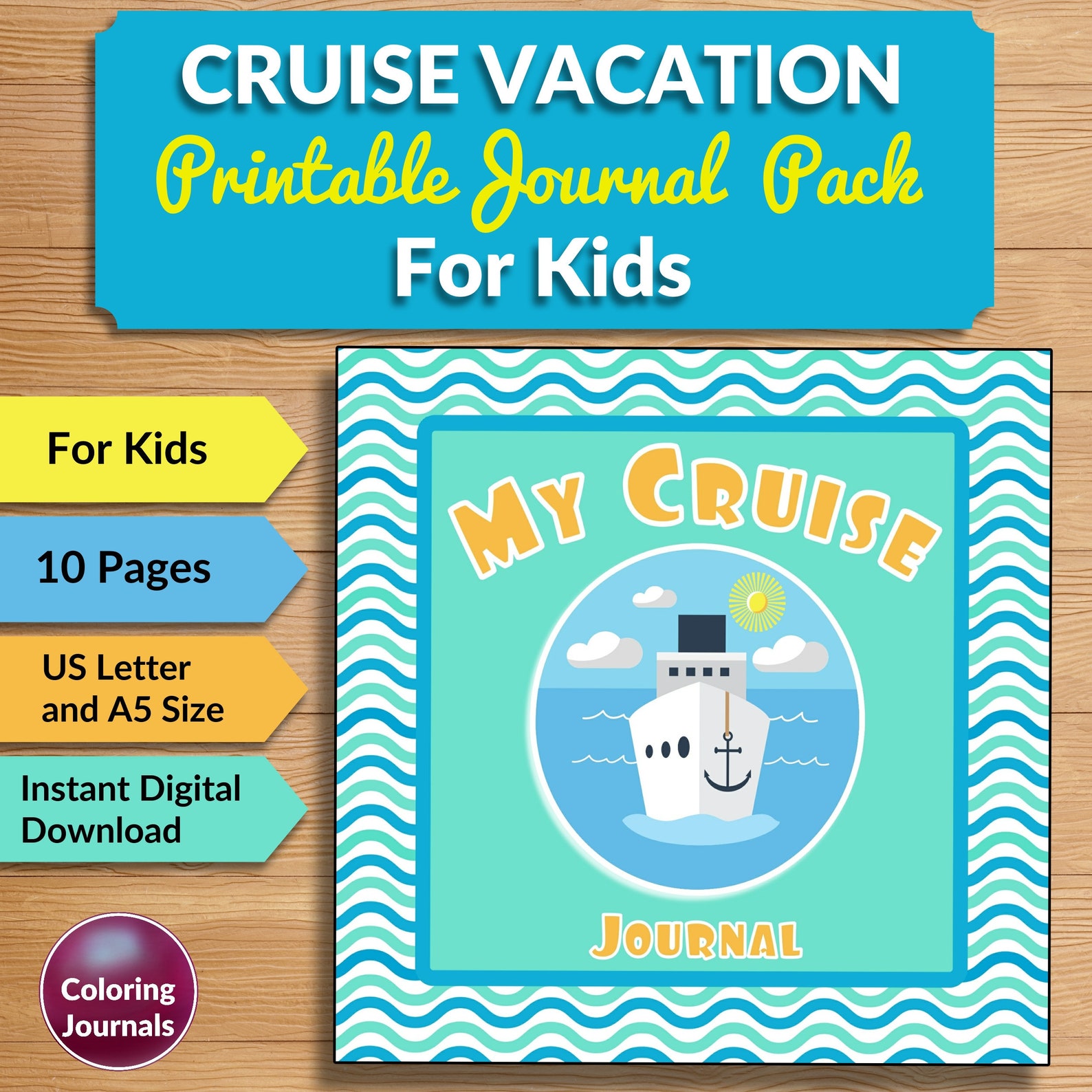 Cruise Journal for Kids Printable Pack, Cruise Vacation Travel Diary ...