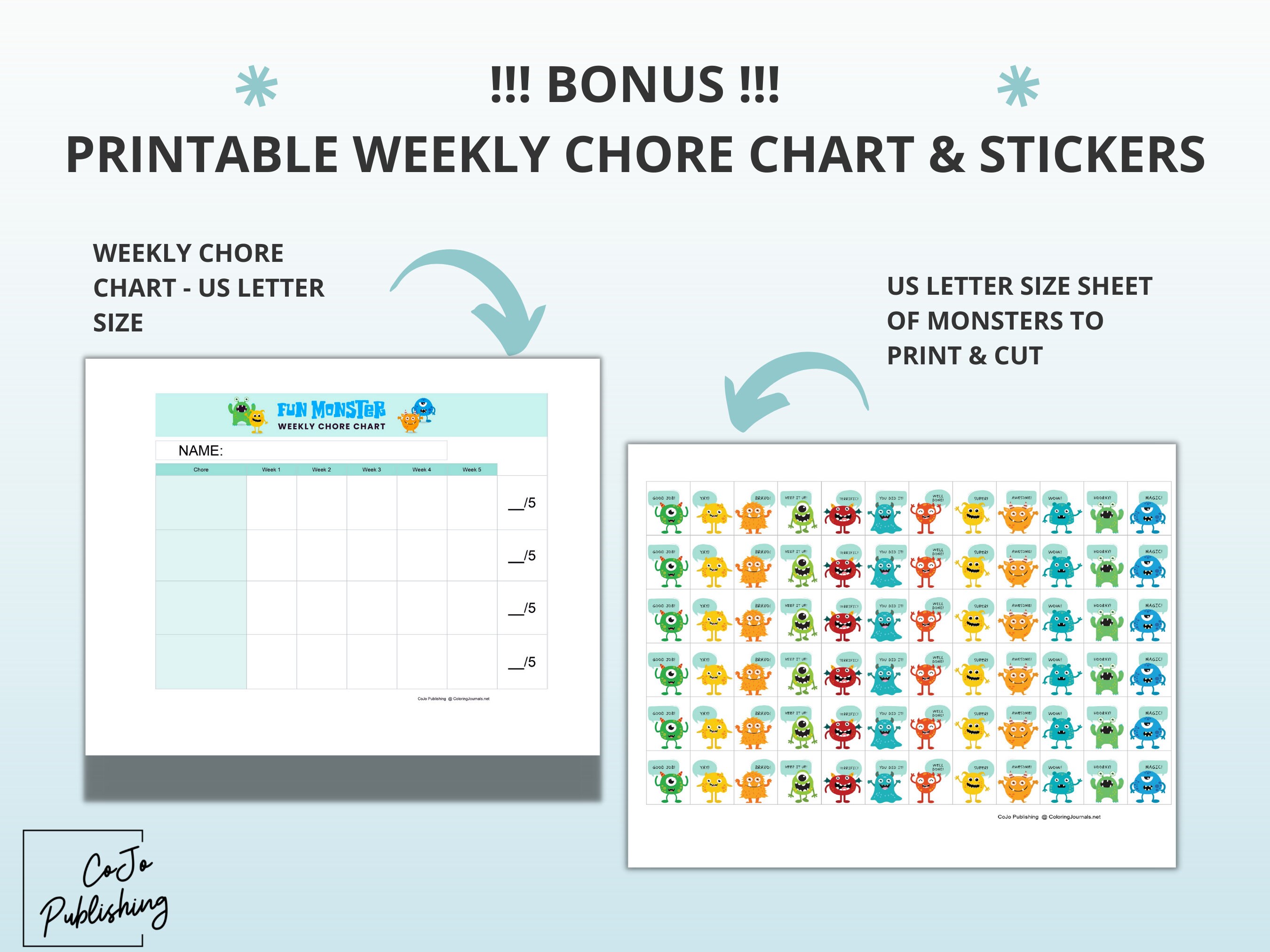 Interactive Chore Chart With Rewards, Cute Daily and Weekly Chore Chart ...