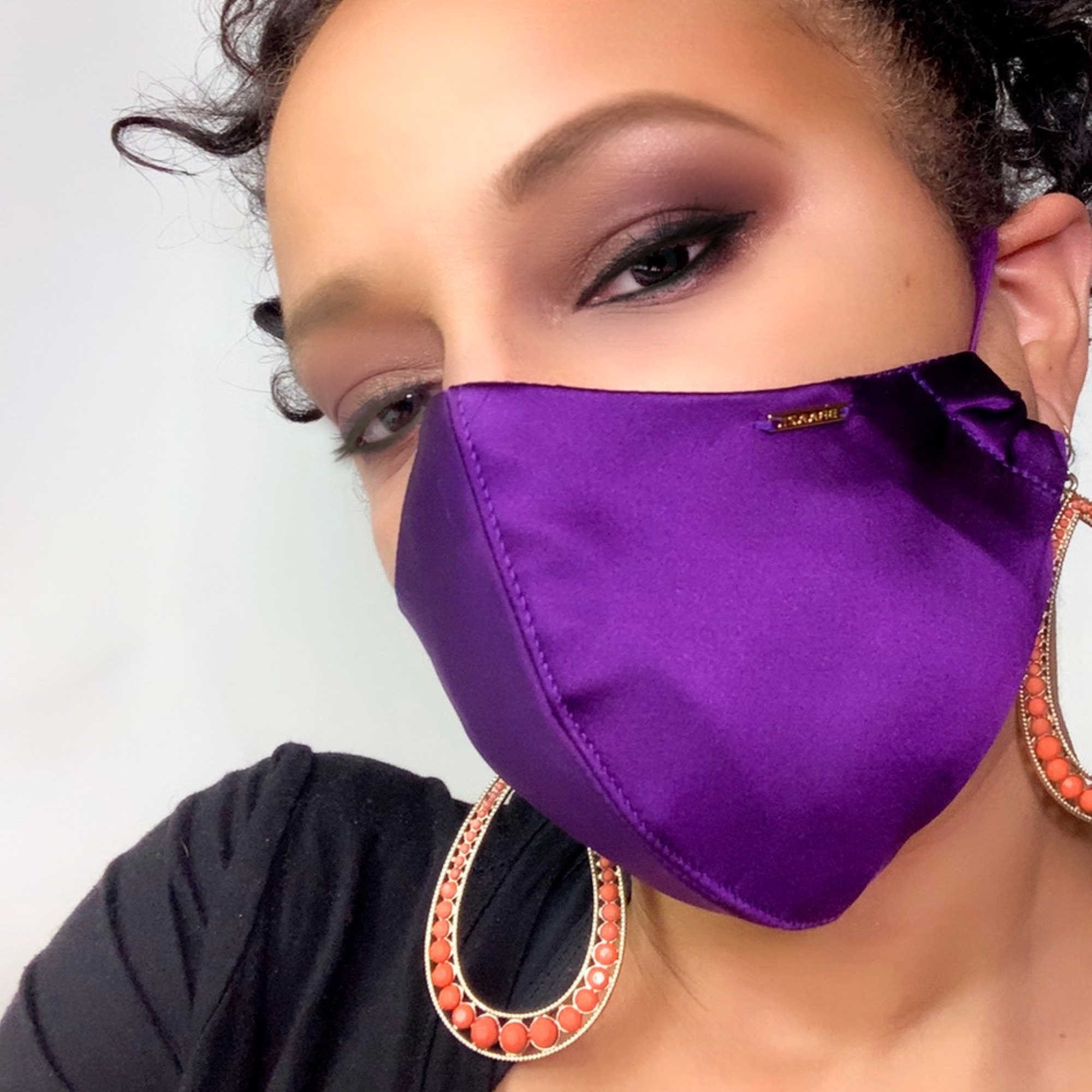 Luxury Purple Silk Satin Face Mask Fashion Face Mask USA Etsy UK