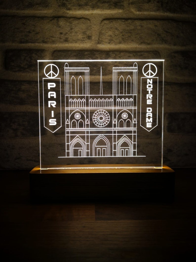 Acrylic Lamp 3d Table Notre, Notre Dame Table Lamp