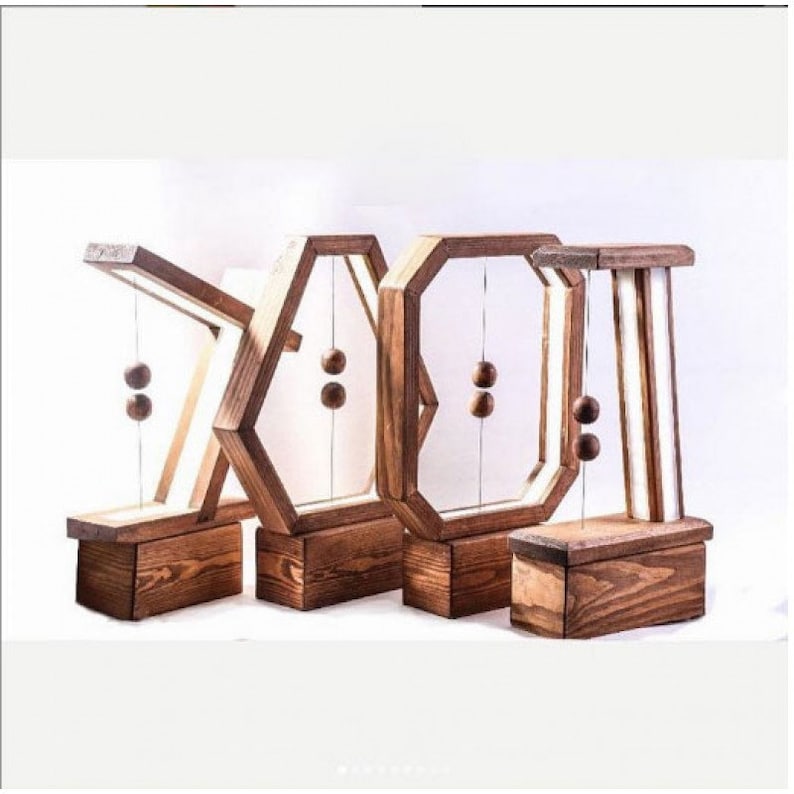 Pyramid balance lamp magnetic lamp table lamp balance lamp wood lamp decorative lamp