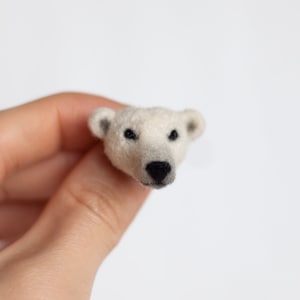 Polar bear lapel pin, miniature white bear brooch