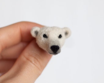 Polar bear lapel pin, miniature white bear brooch