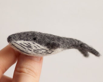Whale pin, Ocean jewelry, Scandinavian animal felt brooch, Xmas gift for best friend, Nordic Christmas, Hygge Small Travel gift