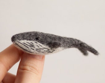 Whale pin, Ocean jewelry, Scandinavian animal felt brooch, Xmas gift for best friend, Nordic Christmas, Hygge Small Travel gift