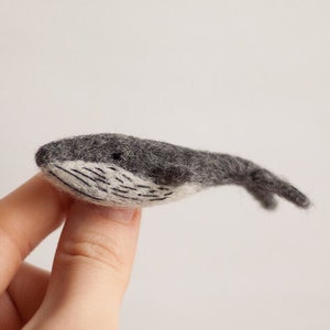 Whale pin, Ocean jewelry, Scandinavian animal felt brooch, Xmas gift for best friend, Nordic Christmas, Hygge Small Travel gift image 1