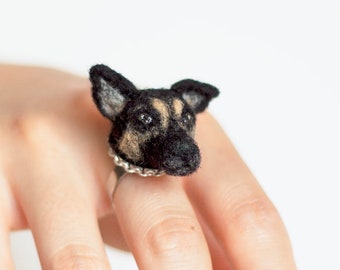 Bague pour chien personnalisée, Portrait d’animal de compagnie personnalisé, Bijoux commémoratifs miniatures pour chiens, Cadeaux de maman de chien, Fabriqué sur commande