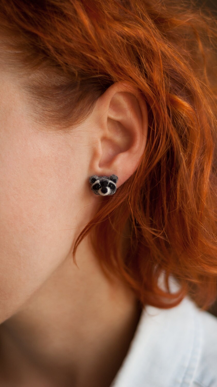Orecchini Procione In Argento 925 - Gioielli Animalier Originali - Regalo Divertente Per Amiche E Mamme