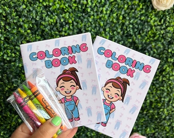 Ms Rachel Coloring Book with Crayons - Set of 8 Pages - Party Favors - Personal Use - Two Size Options