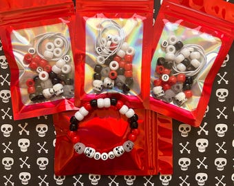 Individually Wrapped DIY Halloween Bracelet - Craft Kit for kids - Halloween Classroom Gift - halloween craft kit - DIY Skull Bracelet Kit