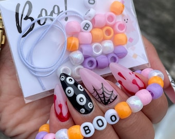 Individually Wrapped DIY Halloween Bracelet - Craft Kit for kids - Halloween Classroom Gift - halloween craft kit - Boo Bucket - Pink A Boo