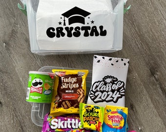 Graduation Snack Bin - Personalized Graduation Gift Bin - Senior Class of 2024 - College Graduation - High School Graduation - Grad Gift Box