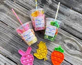 Easter Basket Stuffer - Bubble Popper Easter Favor - Fidget Toy Basket Filler - Pop It Keychain - Easter Candy - Egg Hunt Favor - favor cups