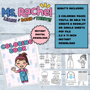 Ms Rachel Coloring Book Digital Download - Printable Miss Rachel Coloring Pages - Ms Rachel Party Favor