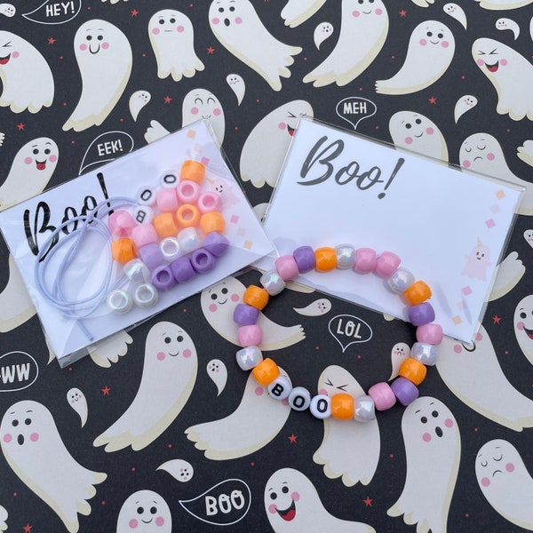 Individually Wrapped DIY Halloween Bracelet - Halloween Classroom Gift - halloween craft kit - Boo Bucket - Pink A Boo - Boo Kit