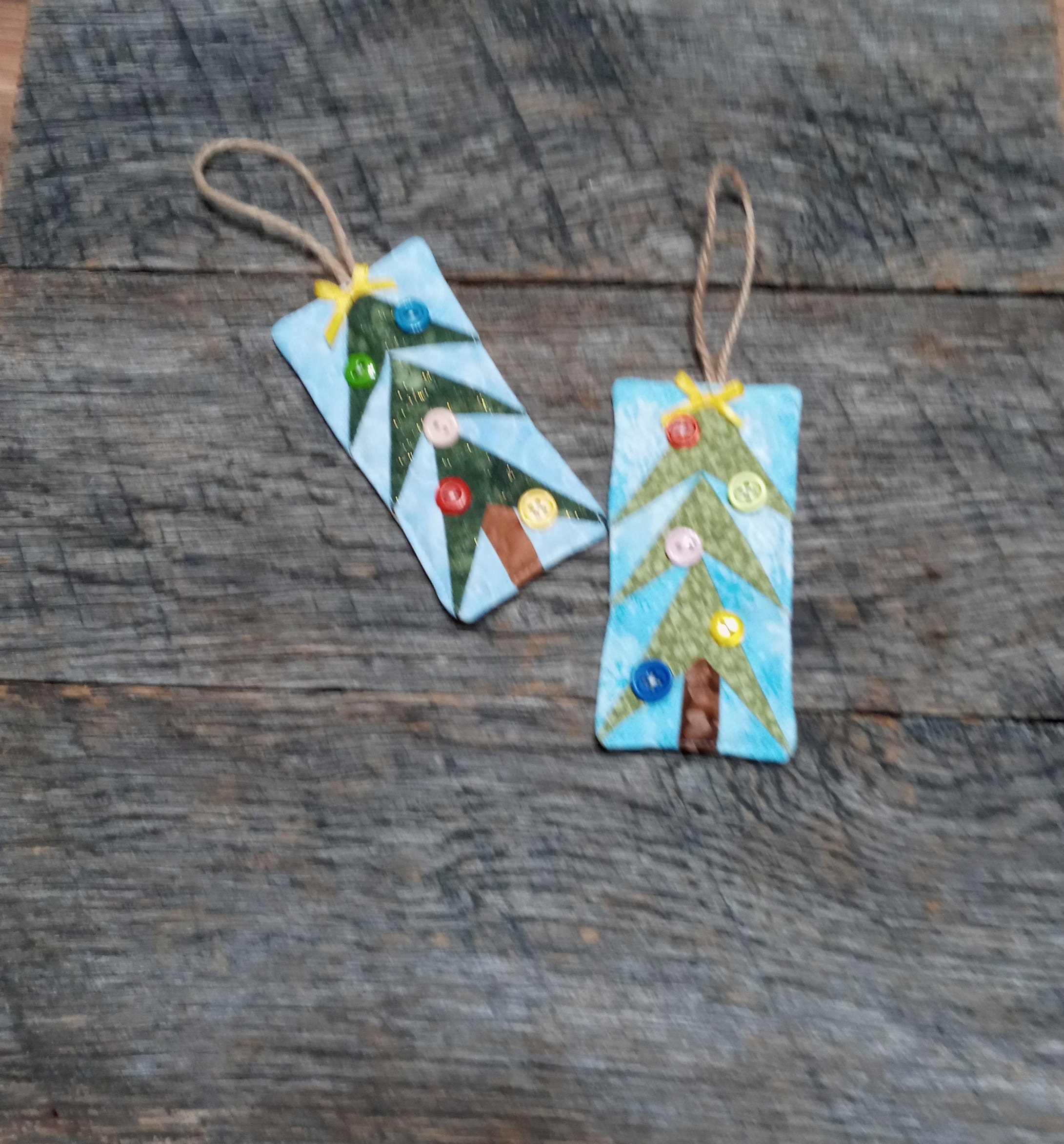 Quilted Christmas tree ornaments. Handmade quilted Christmas Etsy