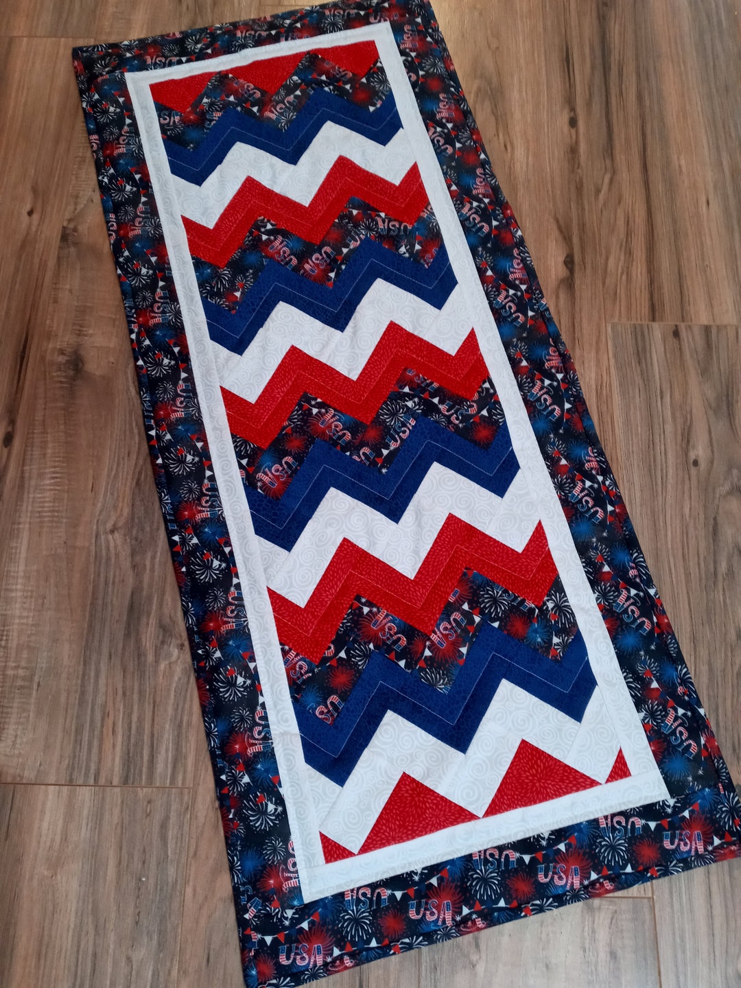 Quilted July 4th Table Runner. Handmade Patriotic Table Runner Etsy