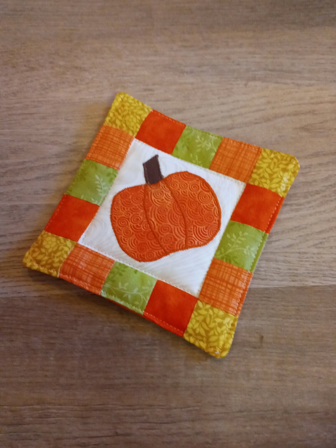 Quilted Fall Coasters With Appliqued Pumpkins. Hand Made Etsy