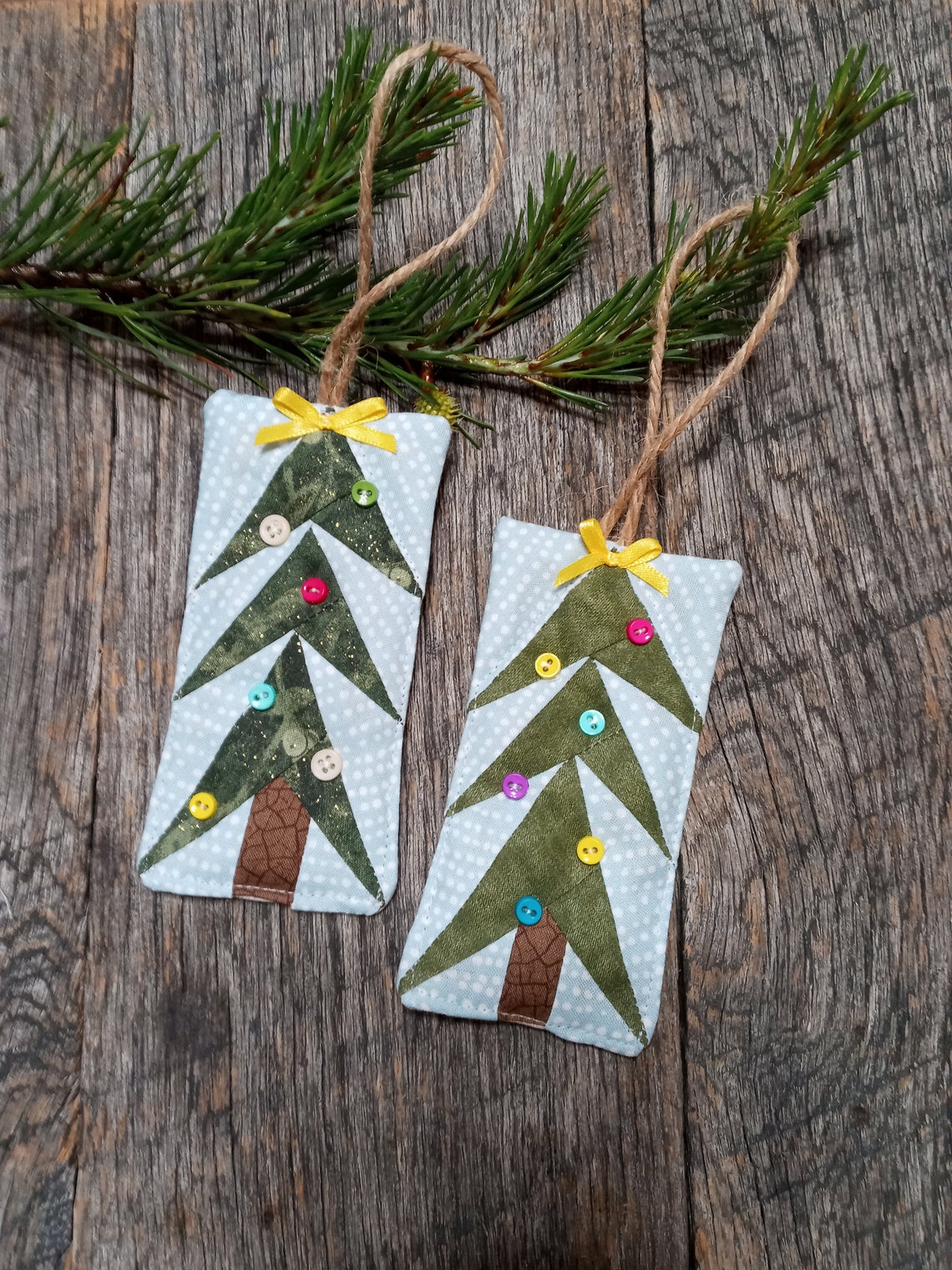 Quilted Christmas Tree Ornaments. Handmade Quilted Christmas Etsy