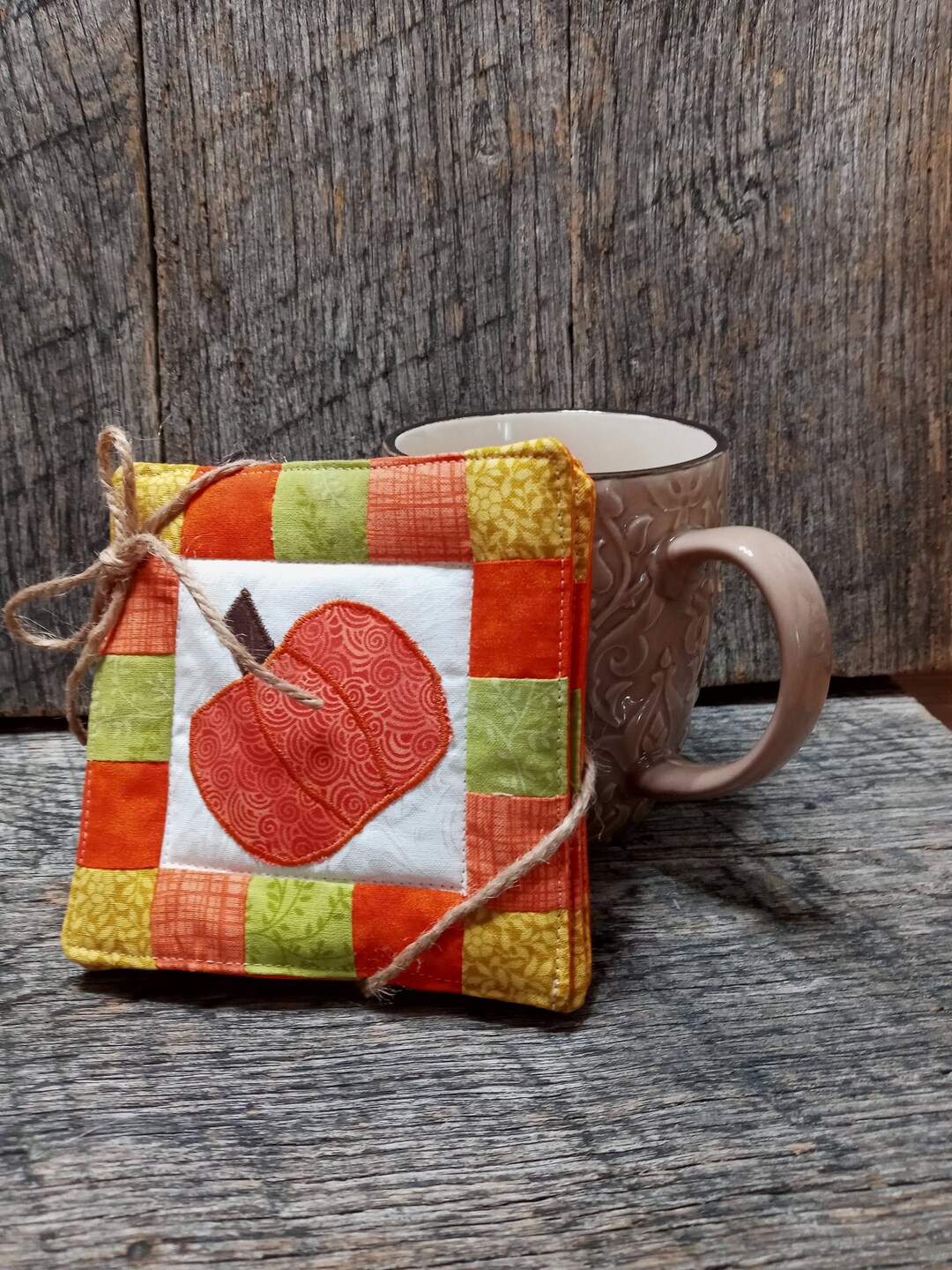 Quilted Fall Coasters With Appliqued Pumpkins. Hand Made Etsy