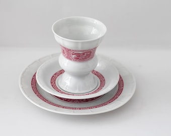 Heinrich Porzellan: Trio, 1/2, cup, saucer, plate,  Asbach Uralt