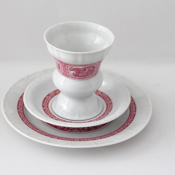 Heinrich Porzellan: Trio, 1/2, cup, saucer, plate,  Asbach Uralt