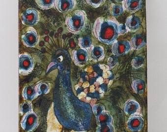 Ruscha: plaque 769, wall tile, peacock, west german pottery, wgp