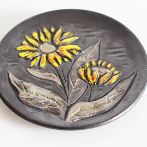 West German Fat Lava Wallplate by Ruscha - Sunflowers