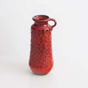 Jasba: 1676 20 WGP West German Pottery Midcentury Fat Lava, vase, strawberry decor