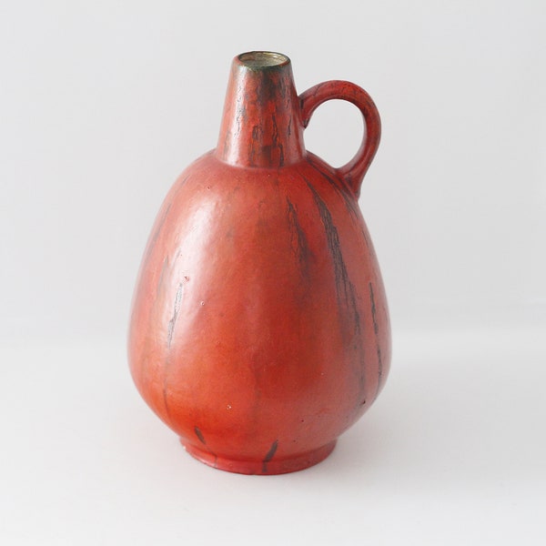 Ruscha: 320/3 vase, West German Pottery, WGP Midcentury, Vulcano, vulcanic glaze, handled vase, jug