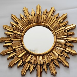 Vintage Starburst mirror:  Sunburst  mirror, golden mirror, resin 51cm