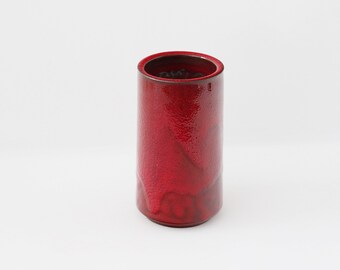 Hartwig Heyne: Vase No. 17/14, red cylinder, WGP, West German Pottery, Fat Lava