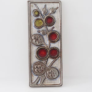 Soholm: Large ceramic tile, Noomi Backhausen, No. 3558 Denmark, Danish Pottery, Soholm, Bornholm, abstract flowers/trees/leaves