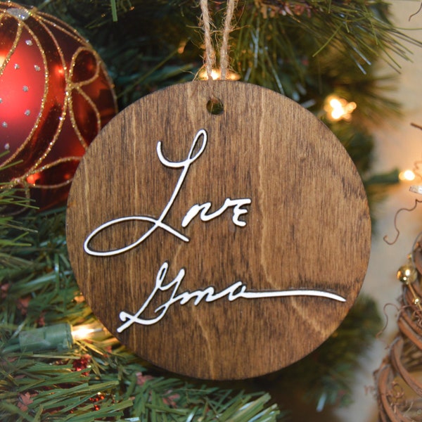 Handwriting Christmas Ornament, Loved ones handwritten message, Memorial Ornament, Sentimental gift, 3D Wood ornament