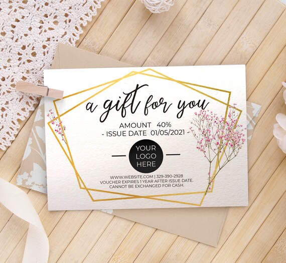 Flower Gift Certificate Template Google Slides Gift Card Etsy