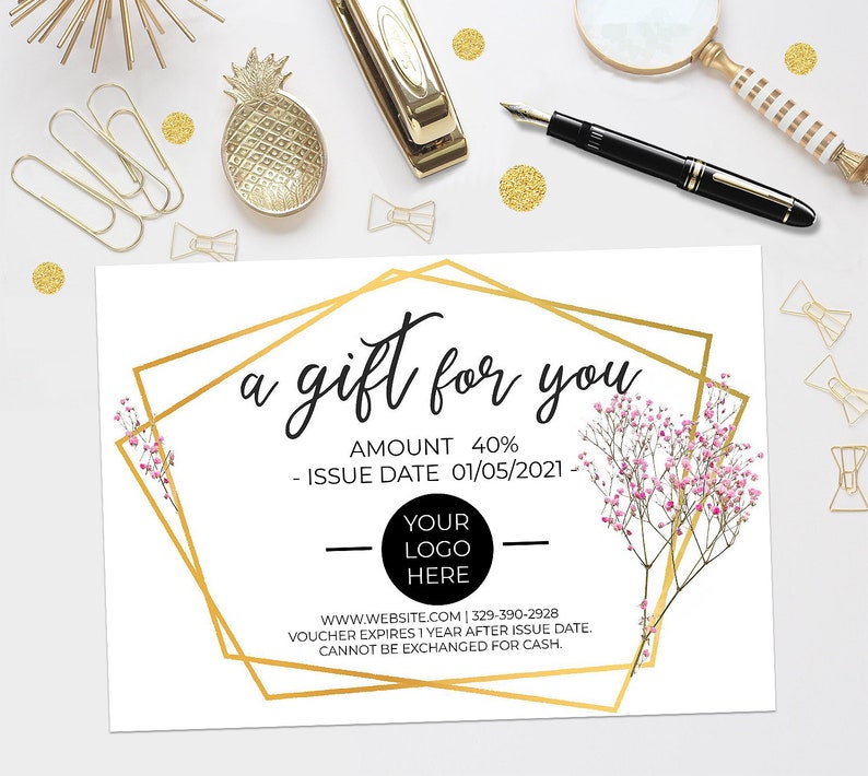 Flower Gift Certificate Template Google Slides Gift Card Etsy