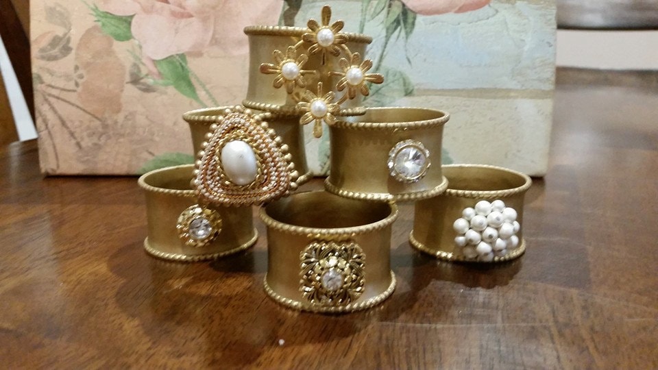 Custom Napkin Rings- Handmade With Broaches, Made to Order - Etsy