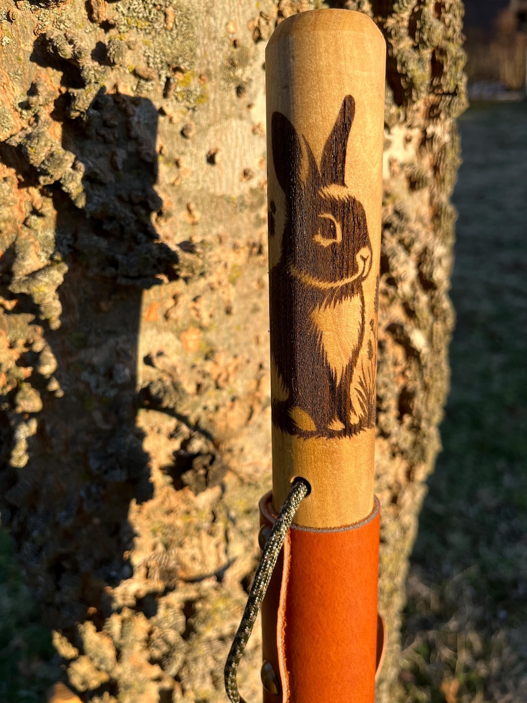 Bunny Rabbit Forest Critter, Natural Earth Tones Walking Stick, Hiking ...