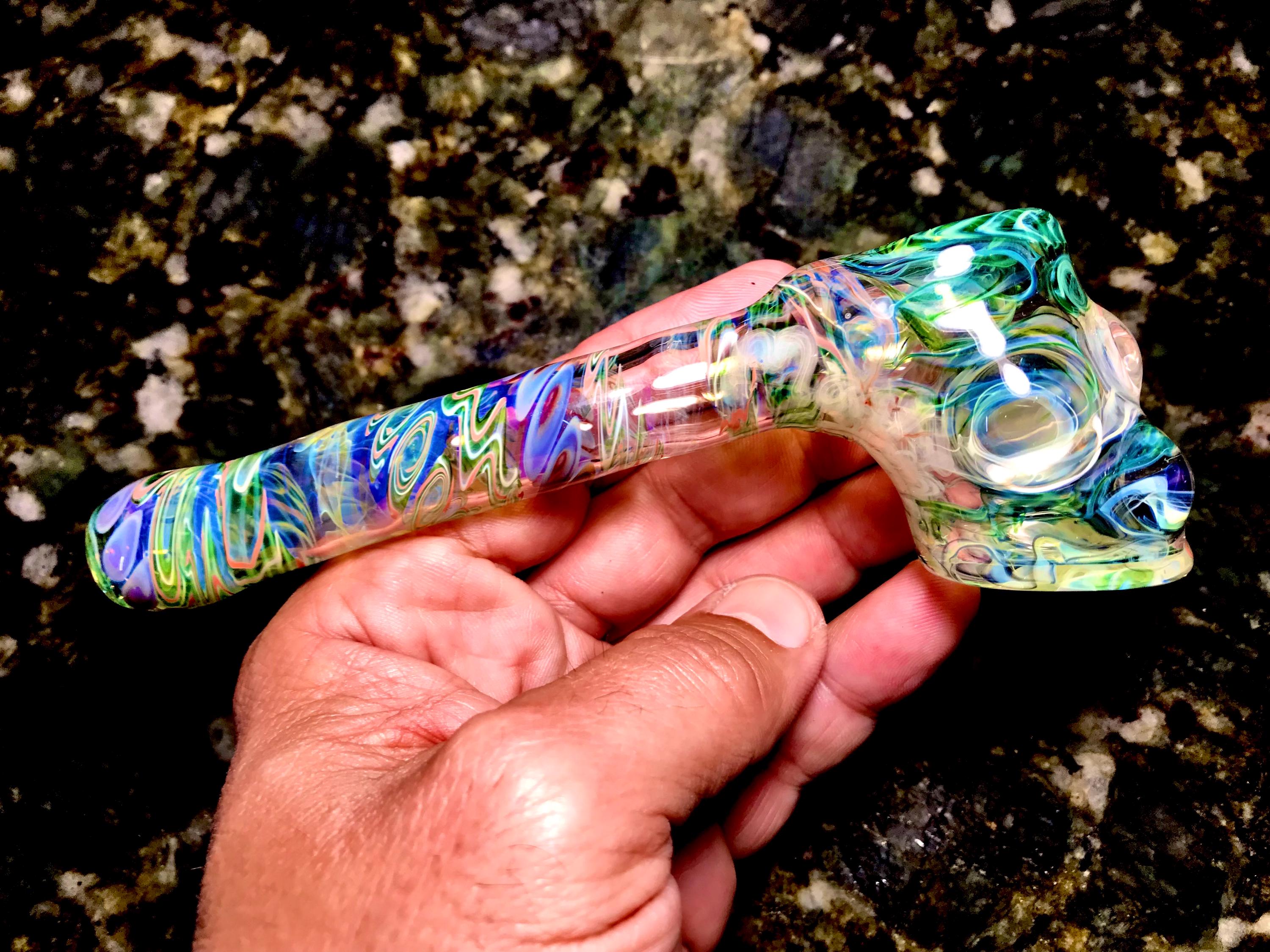 Ultra Deluxe Custom Filagree Style 'Candyman' Series Hammer OG Silver Fumed Glass Pipe