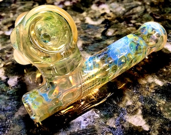 Ultra Heady Deluxe OG Mini Sidecar w/Crushed Opal Silver & Gold Fumed Glass Pipe