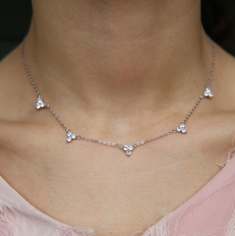 925 Sterling Silver CZ Choker Necklace Etsy