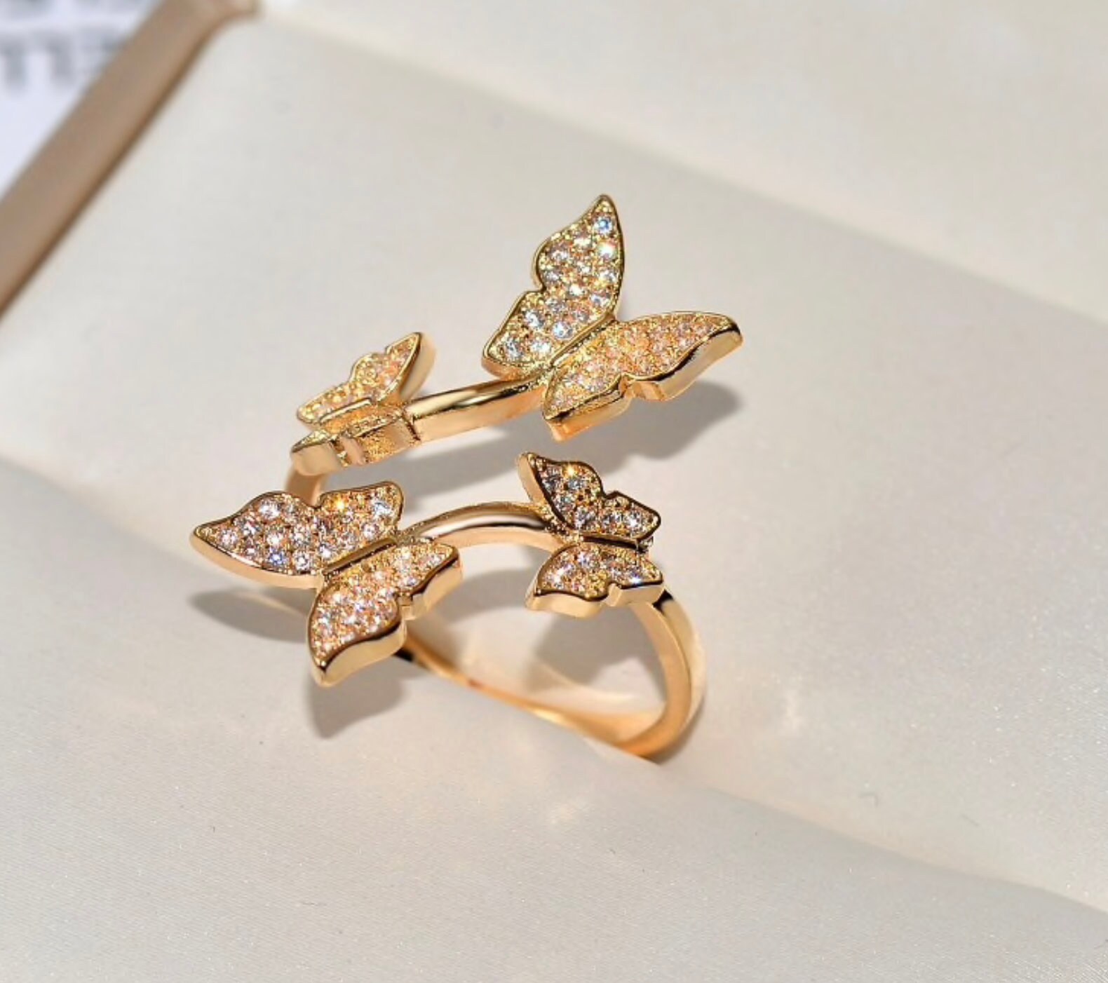 Silver Butterfly Resizable Rings With AAA Zircon - Etsy
