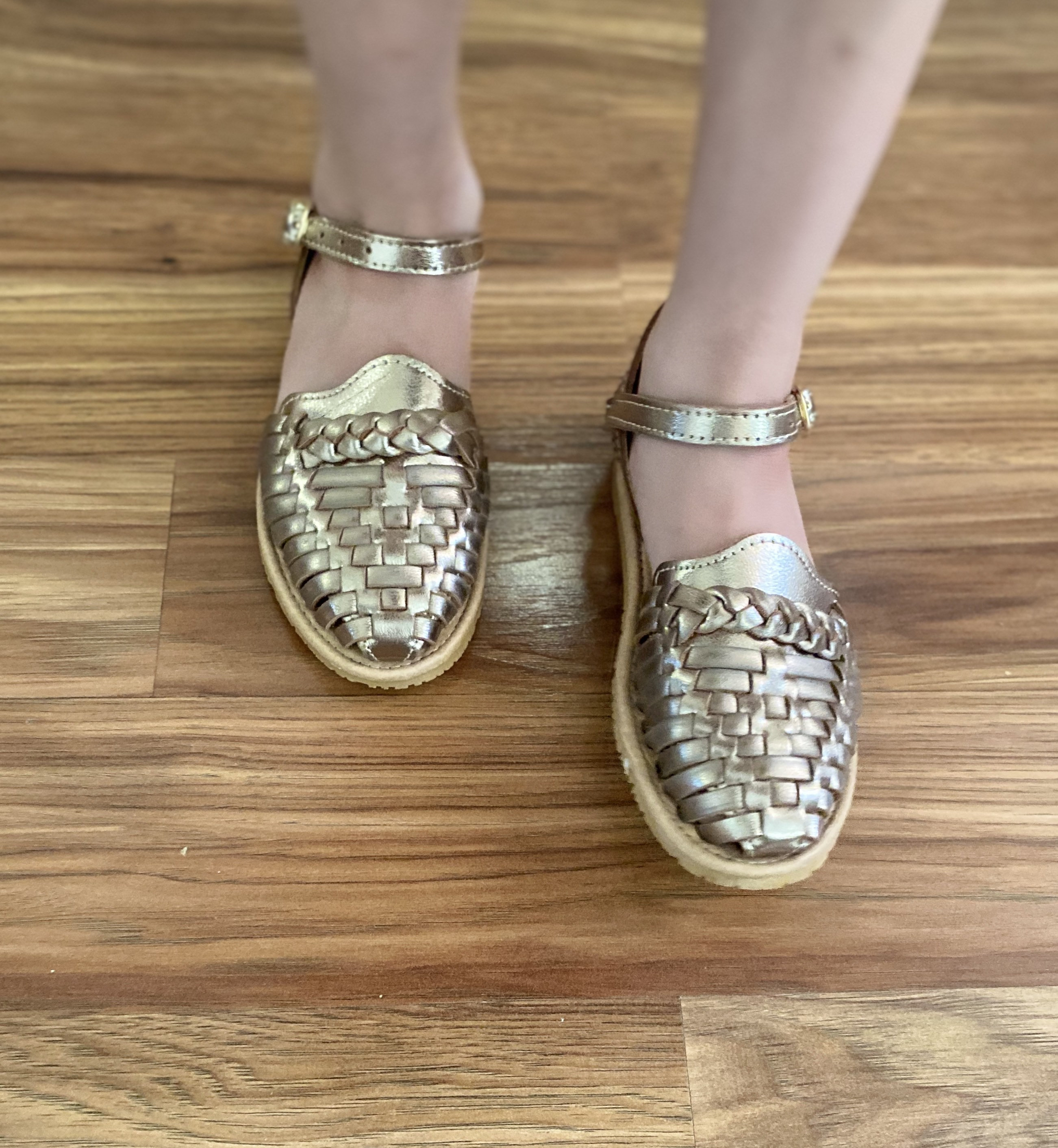 gold huarache sandals