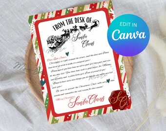 Lettera di Babbo Natale + Bella lista, personalizzabile, Download digitale, Natale